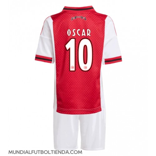 Camiseta Ajax Oscar Gloukh #10 Primera Equipación Replica 2025-26 para niños mangas cortas (+ Pantalones cortos)
